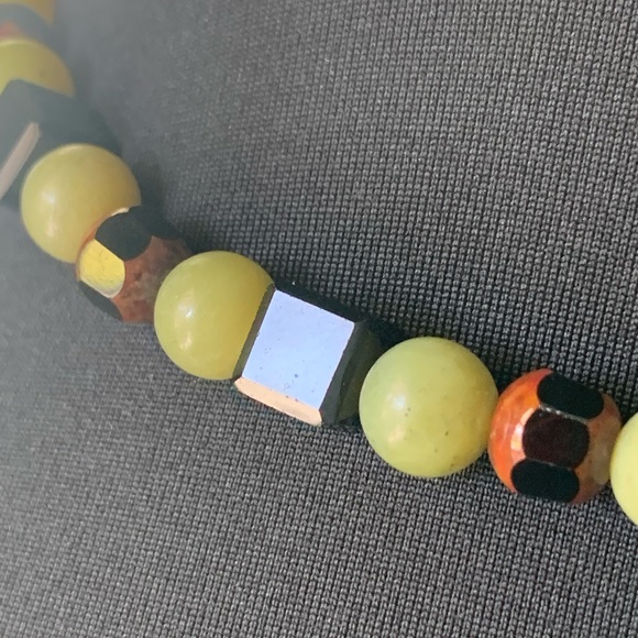 Necklace beaded jade crystal and glass - Picture 5 of 12